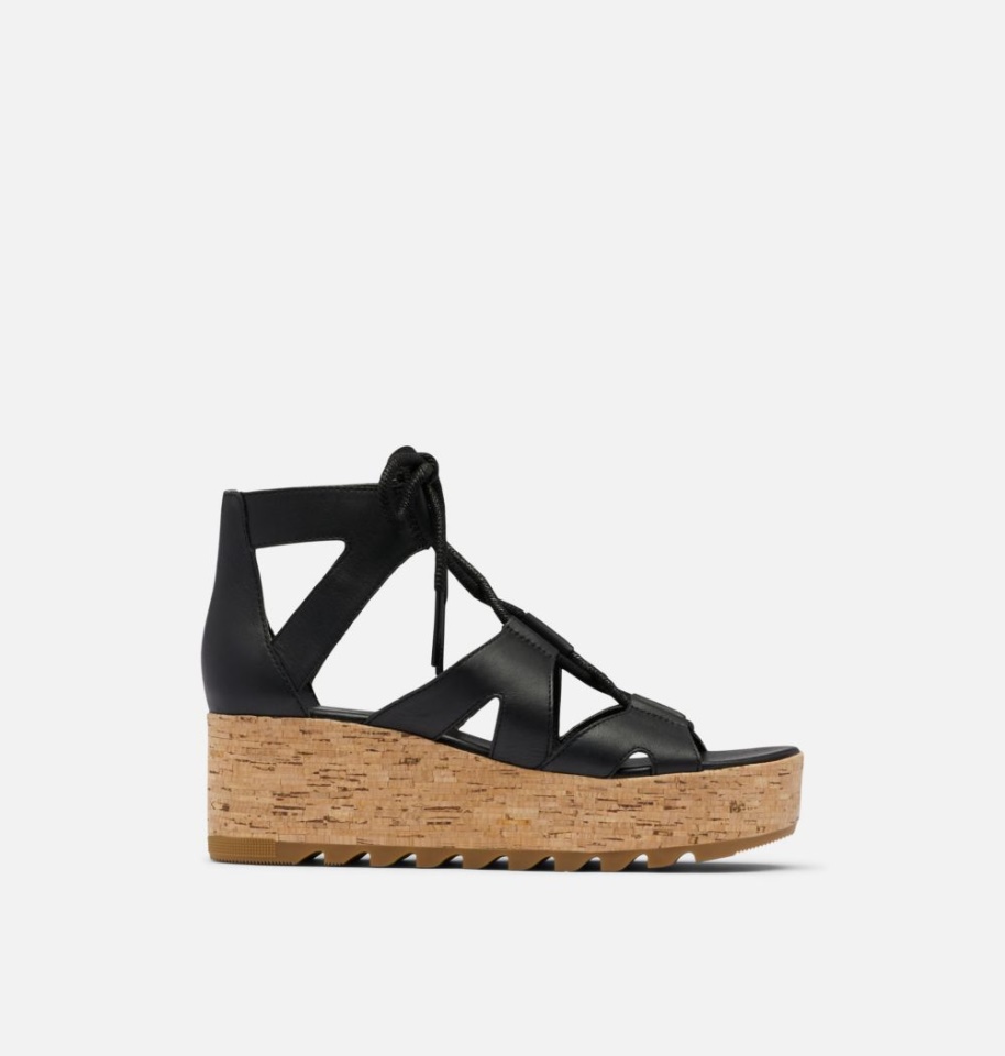 Black-Gum 2 Women's Cameron Flatform Lace Wedge Sandal Sorel