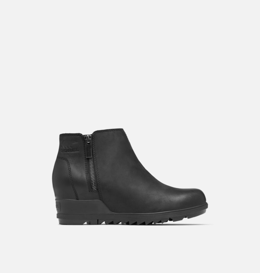 Black-Sea Salt Sorel Women's Evie Zip Wedge Bootie