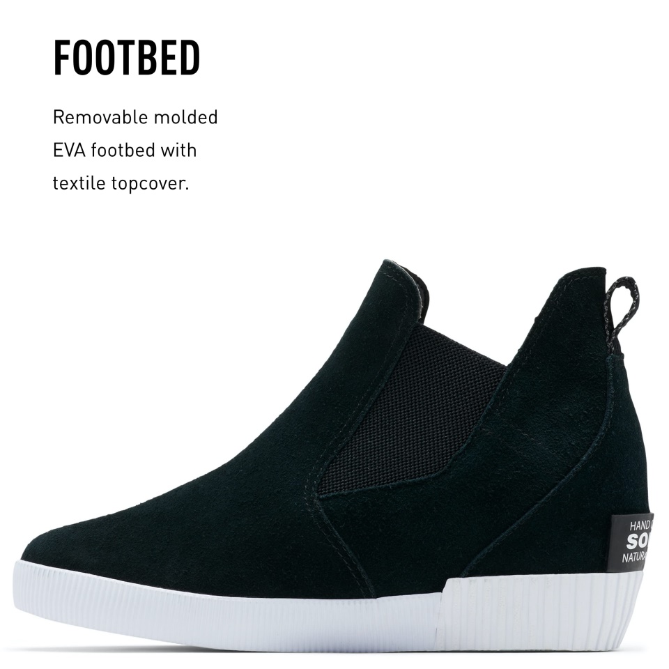 Black White Sorel Women's Out 'N About Slip-On Wedge Boots