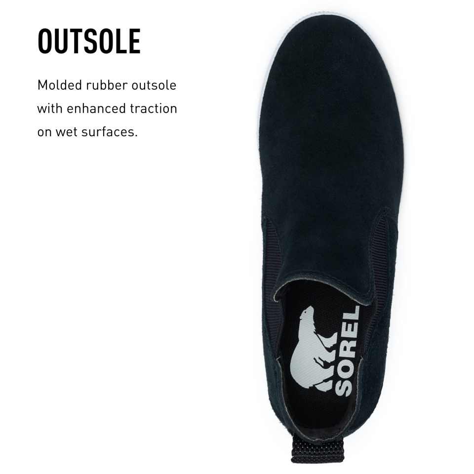 Black White Sorel Women's Out 'N About Slip-On Wedge Boots