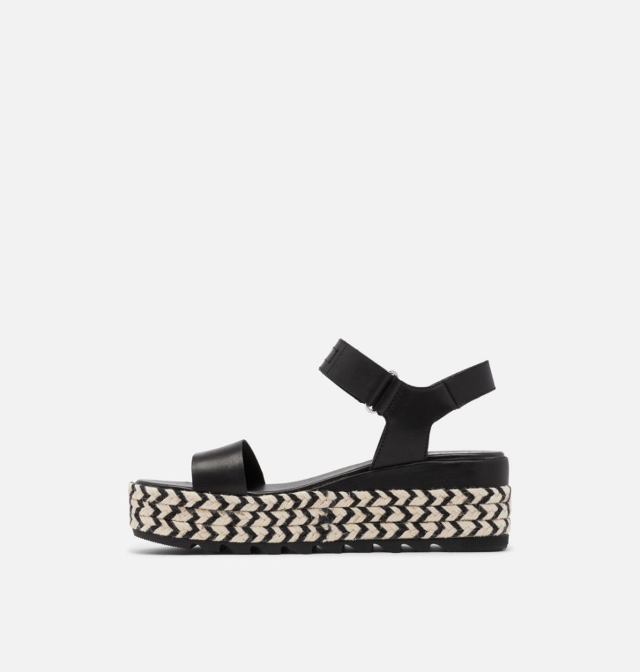 Black Women's Cameron Flatform Wedge Sandal Sorel