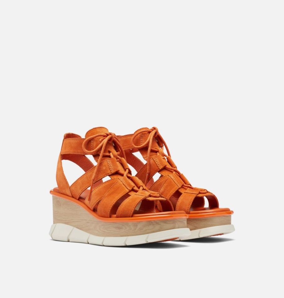 Desert Sun-Chalk Sorel Women's Joanie Iii Lace-Up Wedge Sandal