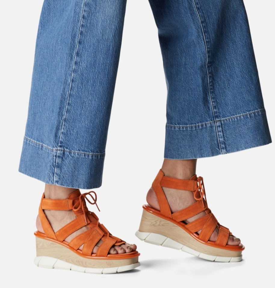 Desert Sun-Chalk Sorel Women's Joanie Iii Lace-Up Wedge Sandal
