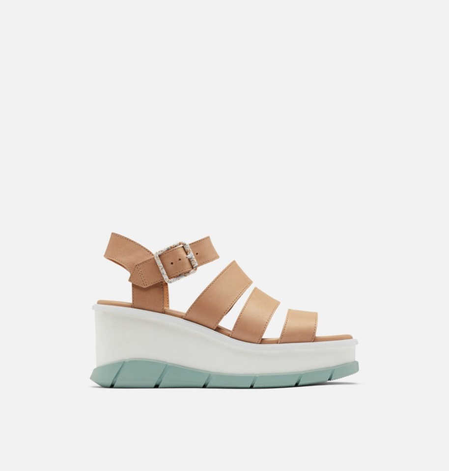 Honest Beige-Crushed Blue Sorel Women's Joanie Iii Ankle Strap Wedge Sandal