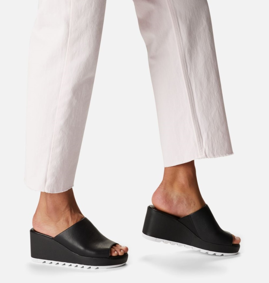 Sorel Women's Cameron Wedge Mule Sandal Black-White