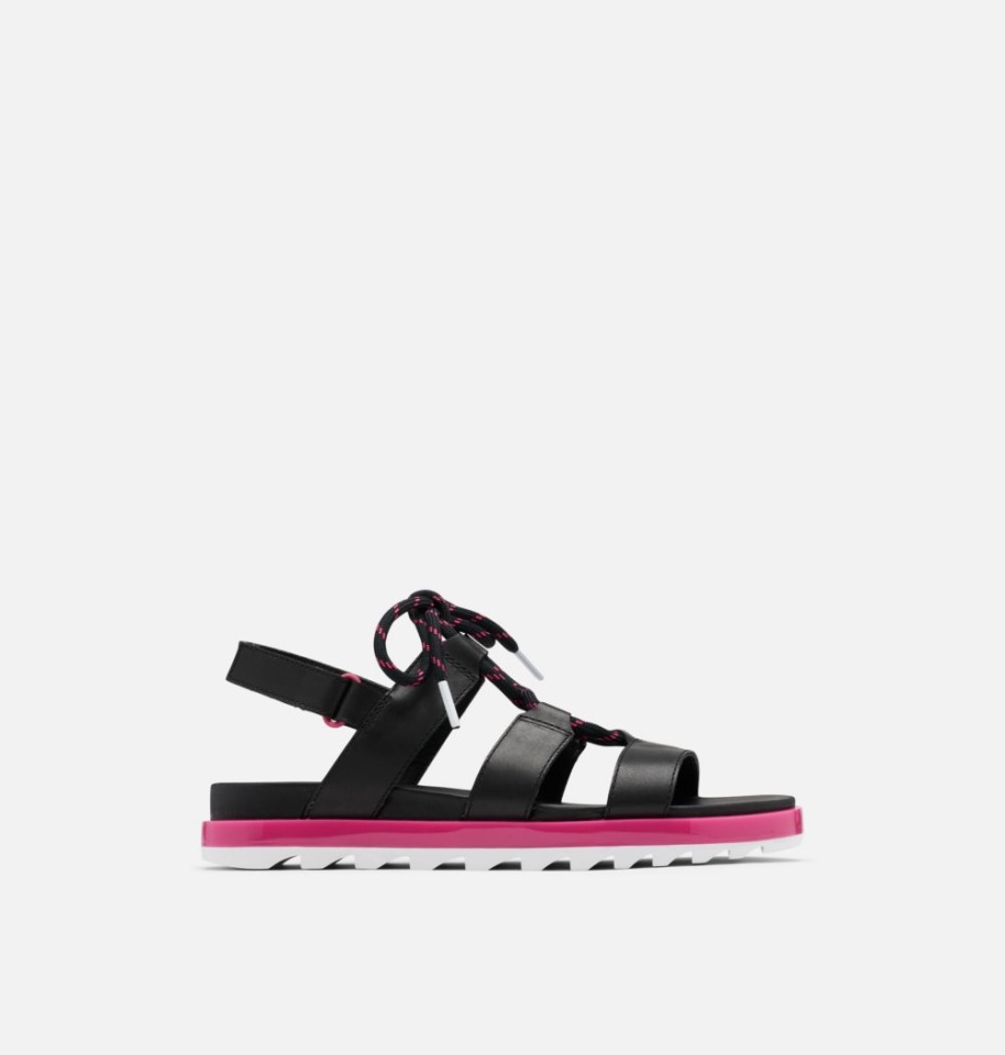 Sorel Women's Roaming Lace Sandal Black-Punch Pink