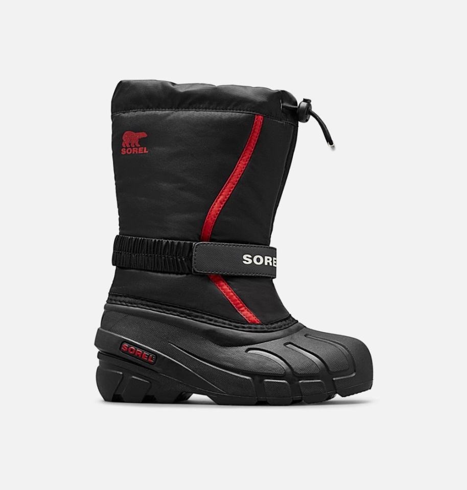 Sorel Youth Flurry Boot Black-Bright Red