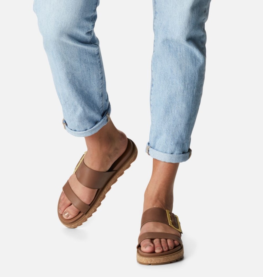 Velvet Tan-Gum 2 Sorel Women's Roaming Buckle Slide Sandal
