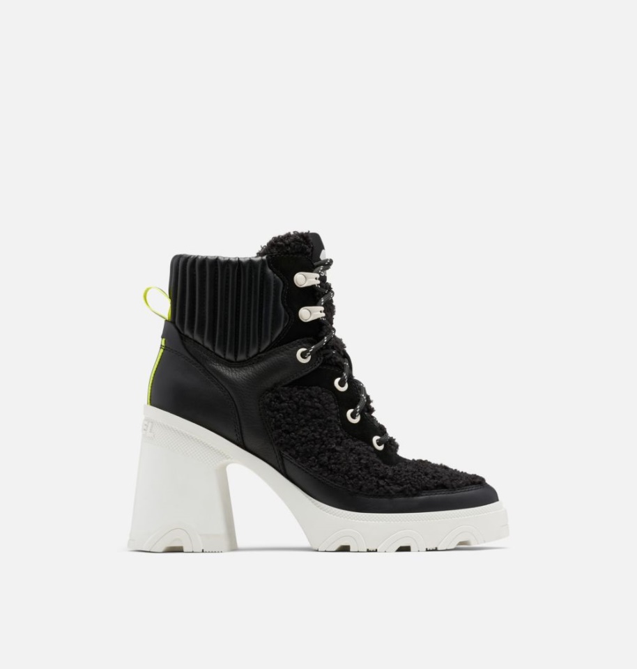 Women's Brex Heel Cozy Lace Bootie Black-Sea Salt Sorel