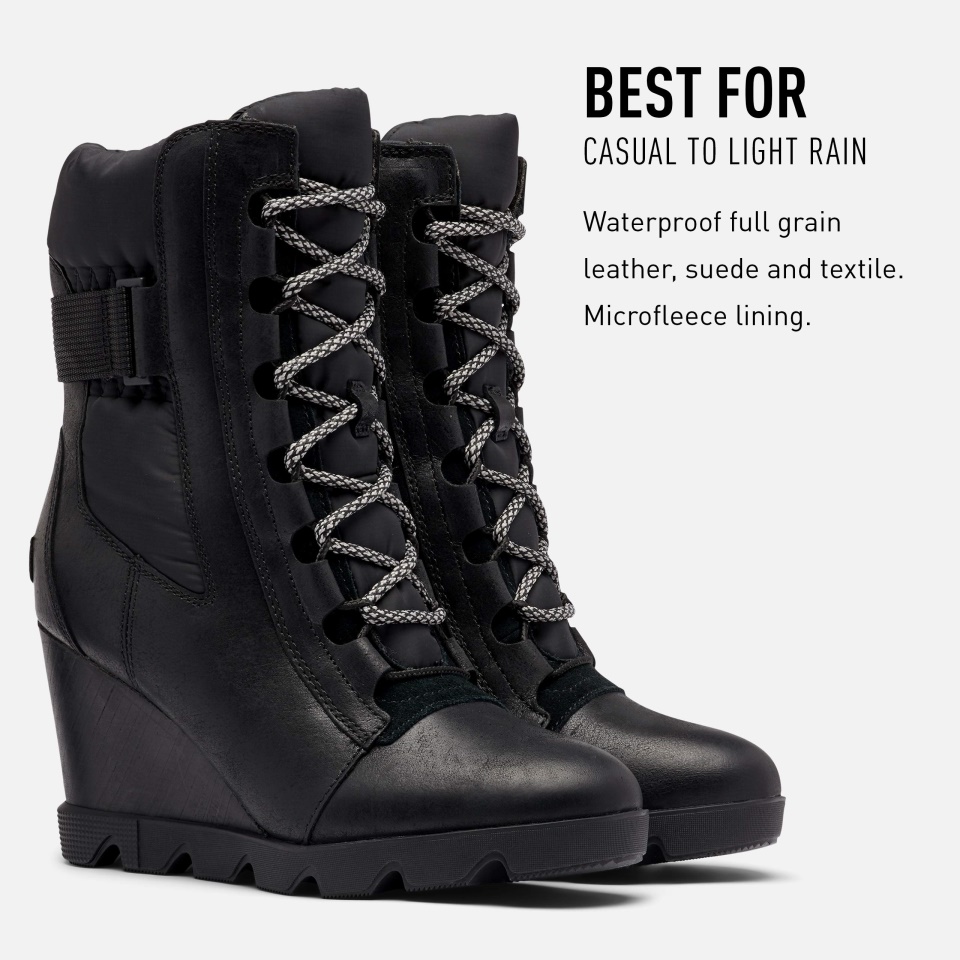 Women's Joan Uptown Mid Lace Boot Rain Waterproof Sorel Black