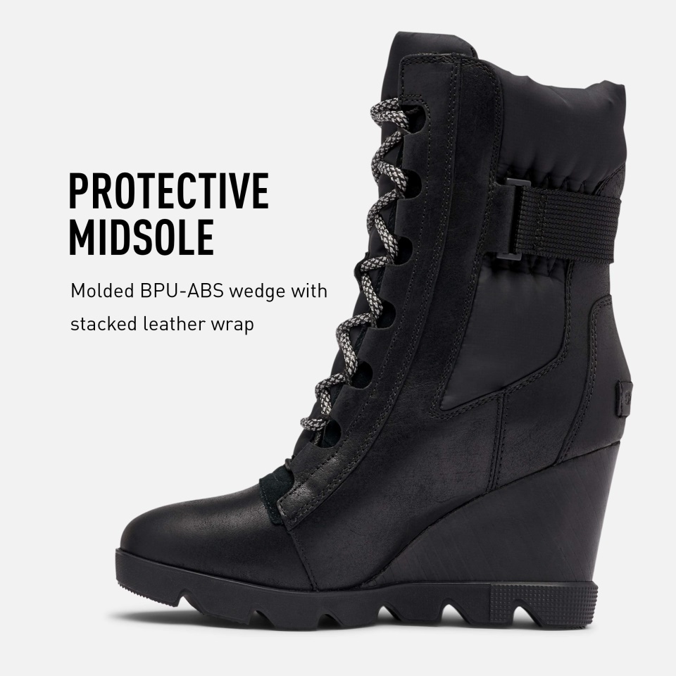 Women's Joan Uptown Mid Lace Boot Rain Waterproof Sorel Black