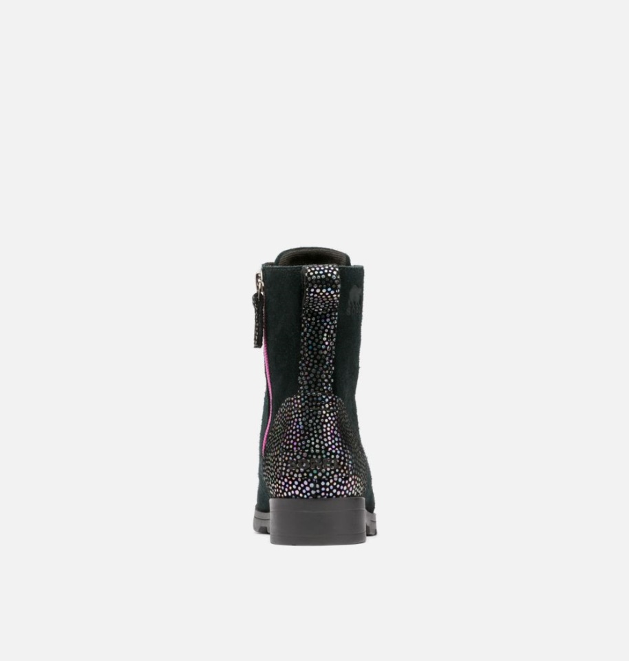 Youth Emelie Lace Bootie Black-Bright Lavender Sorel